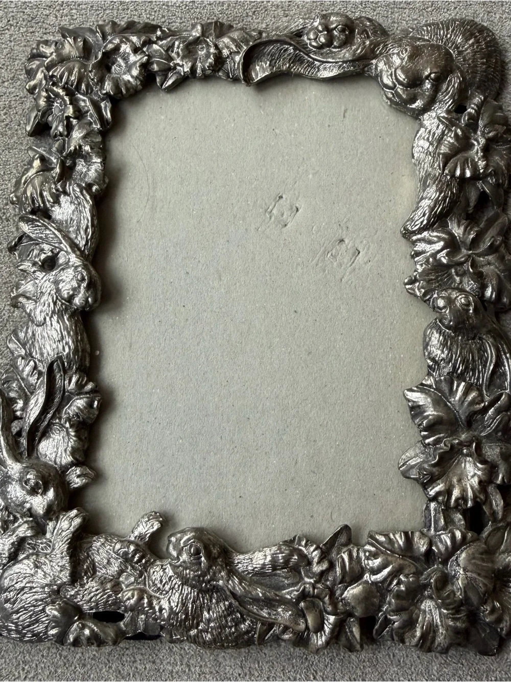 Arthur Court Bunny Rabbit Woodland Picture Frame 3.5x5 Pewter Tone